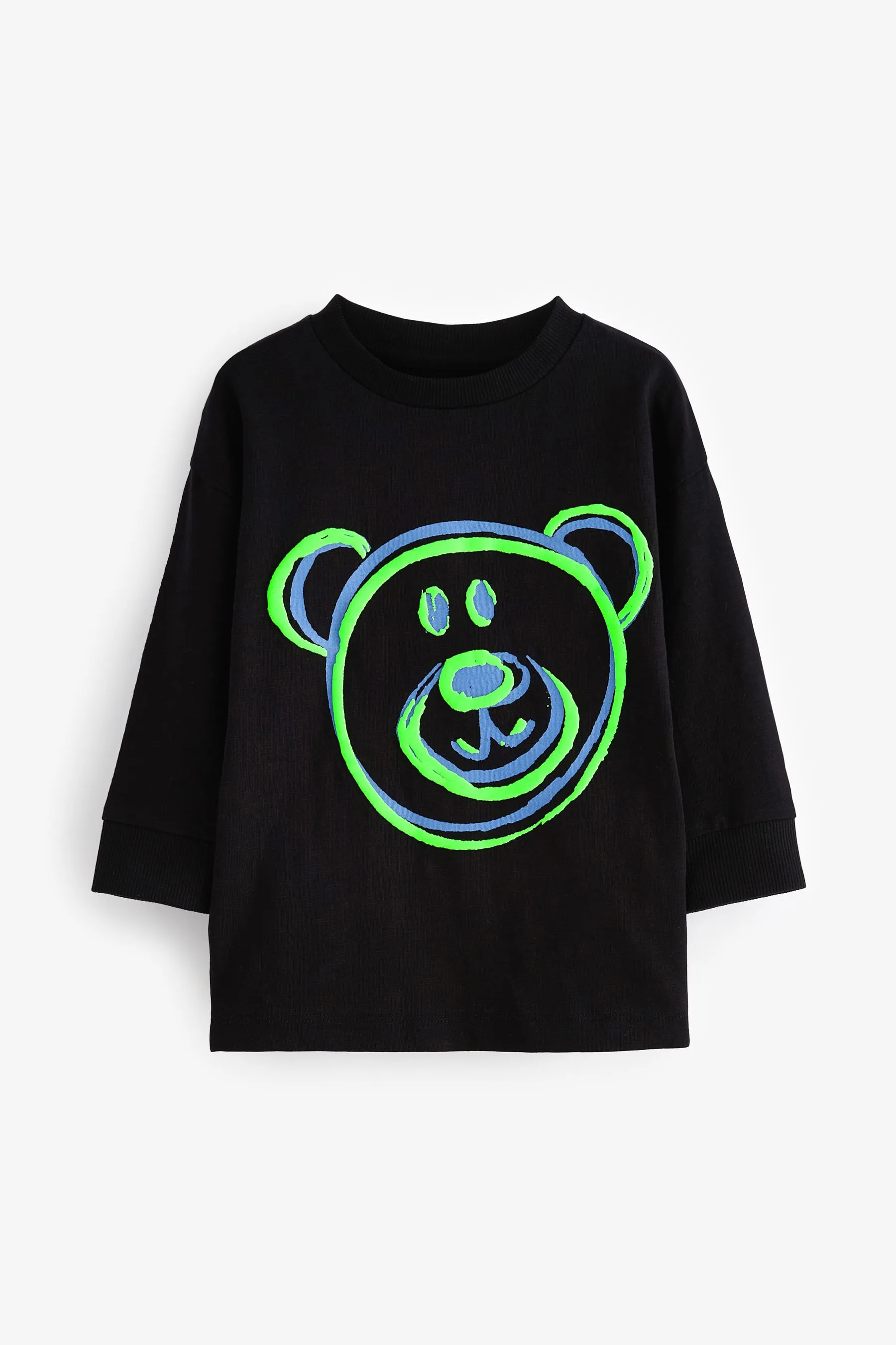 100% Cotton Long Sleeve Animal Print Character T-Shirts 3 Pack (3mths-7yrs)    