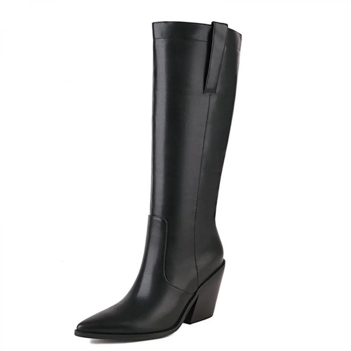 2024 Nuove donne stivali al ginocchio vestito da ufficio signore affollano tacchi alti spessi scarpe a punta scarpe da donna cla
