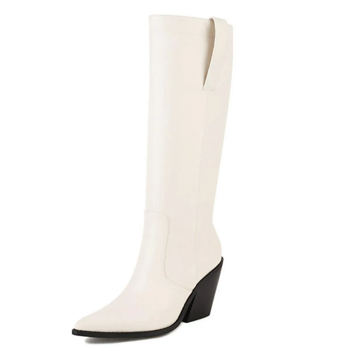 2024 Nuove donne stivali al ginocchio vestito da ufficio signore affollano tacchi alti spessi scarpe a punta scarpe da donna cla