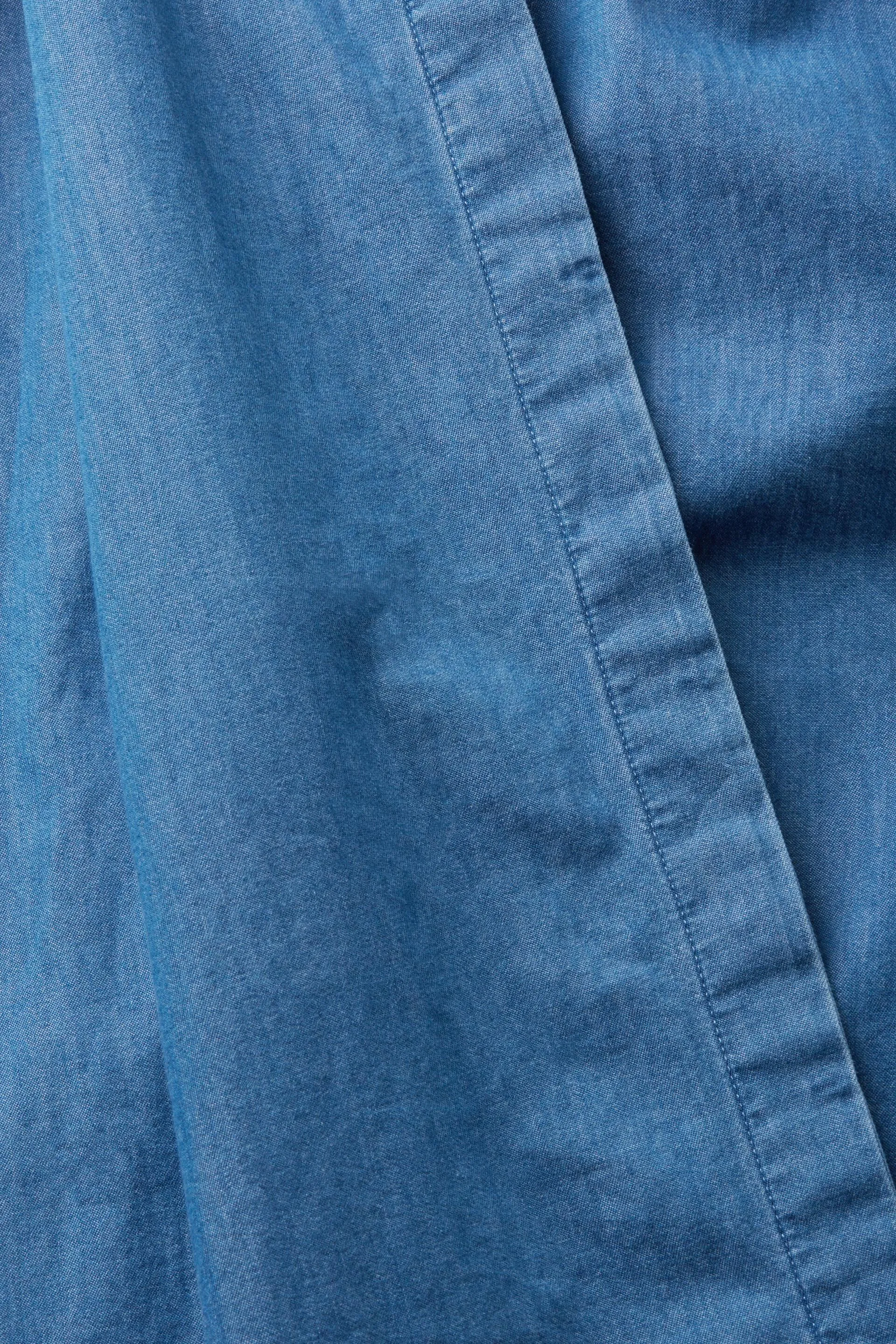 Abito midi in denim di cotone con cintura da annodare