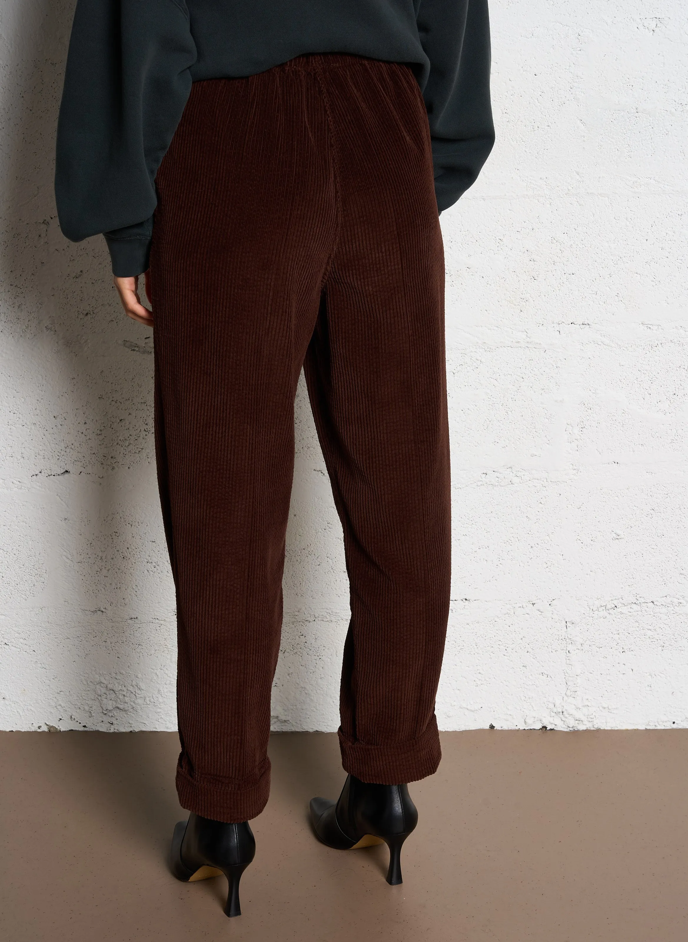 AMERICAN VINTAGE   PADOW - Pantalone largo a vita alta in velluto a coste | Marrone