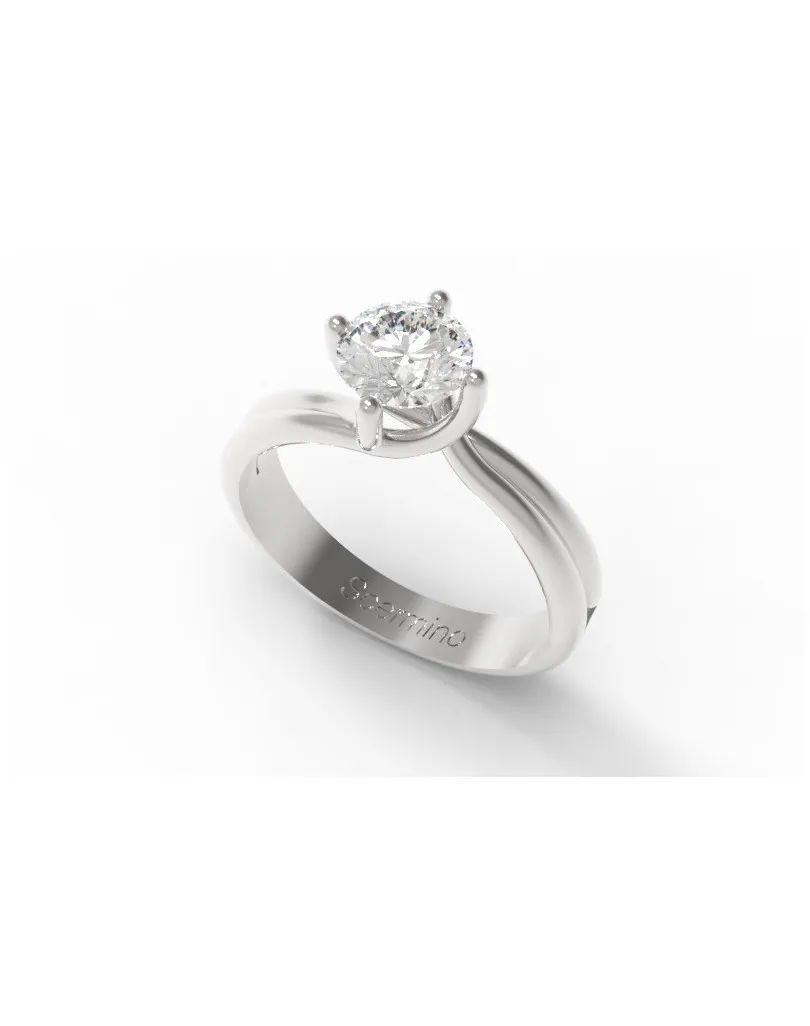 Anello Oro Bianco Diamante Solitario D VVS 1 Carato SG69597 Scermino Gioielli