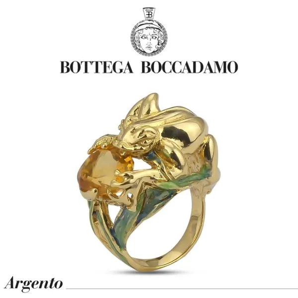 Anello placcato oro giallo con Citrino ovale    