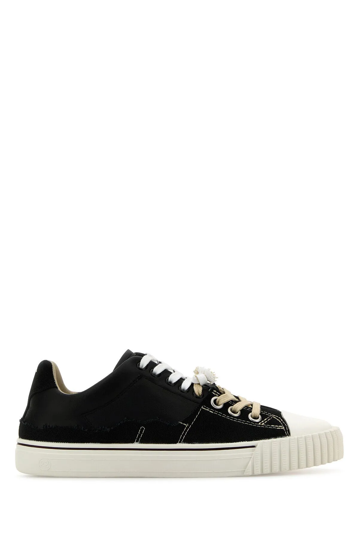 Black leather and canvas New Evolution sneakers     