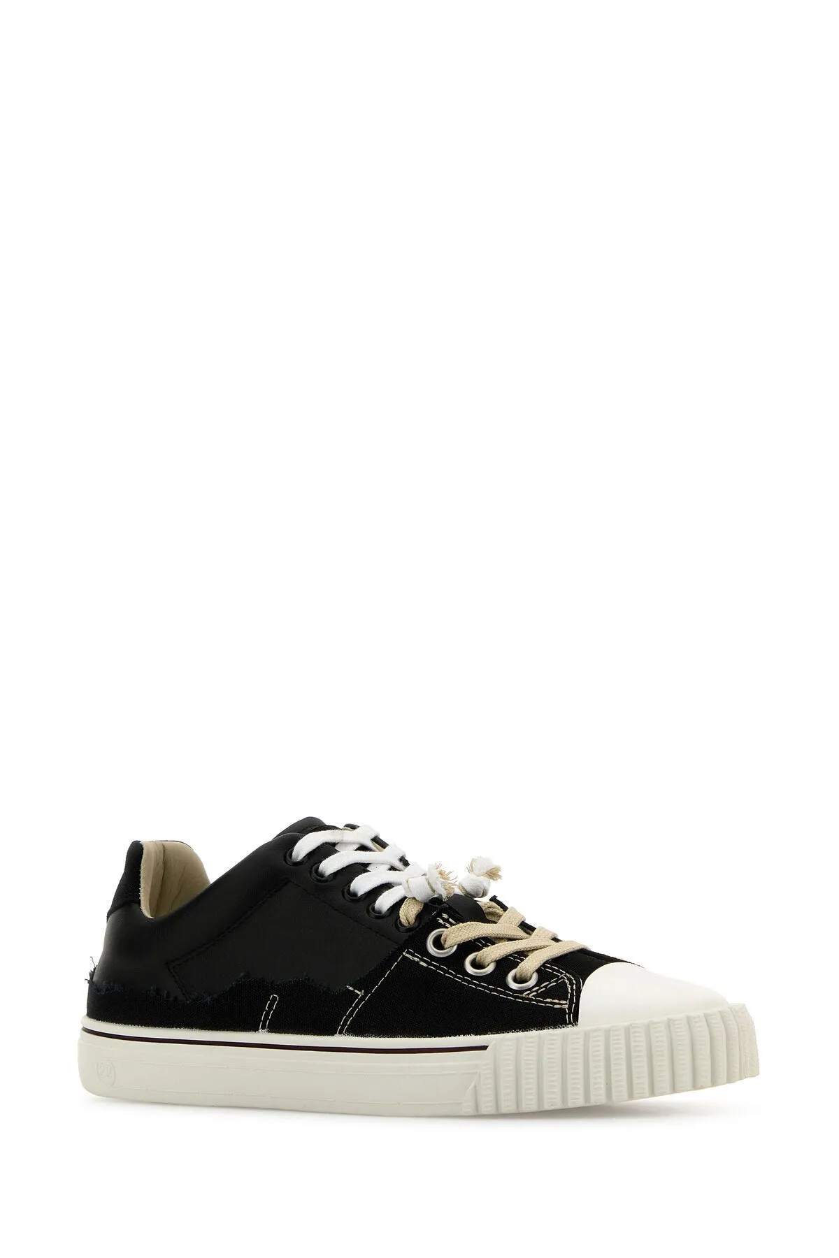 Black leather and canvas New Evolution sneakers     