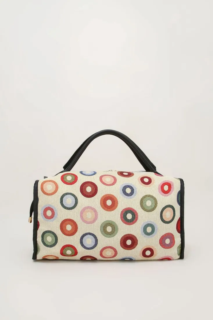 Borsa a bauletto fantasia geometrica con manico