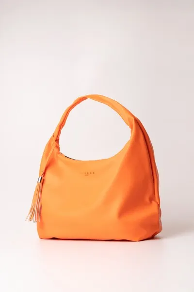Borsa a spalla media con logo e nappina Arancio