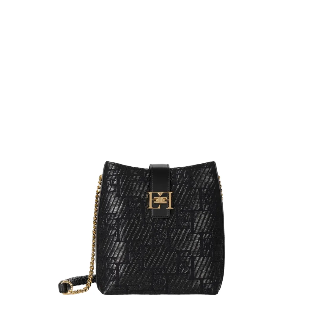 Borsa a tracolla in rafia jacquard