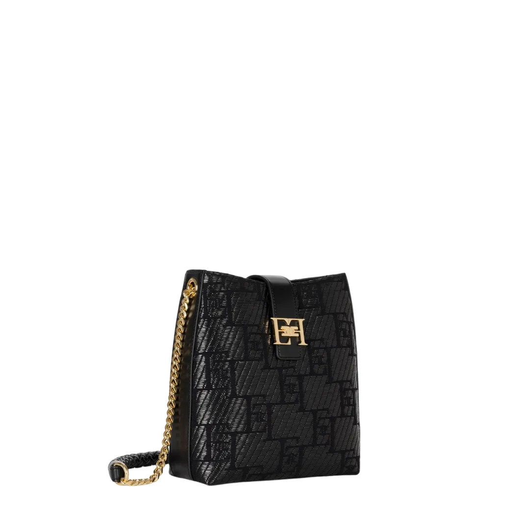 Borsa a tracolla in rafia jacquard