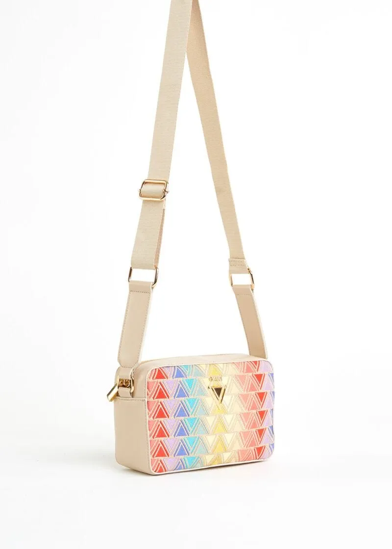 Borsa crossbody con ricamo multicolor
