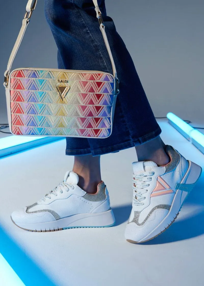 Borsa crossbody con ricamo multicolor