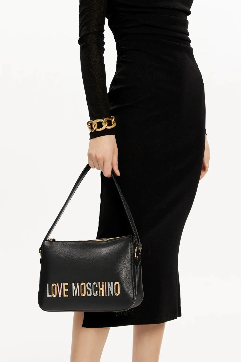 BORSA NERA LOVE MOSCHINO CON LETTERE A CONTRASTO 4306