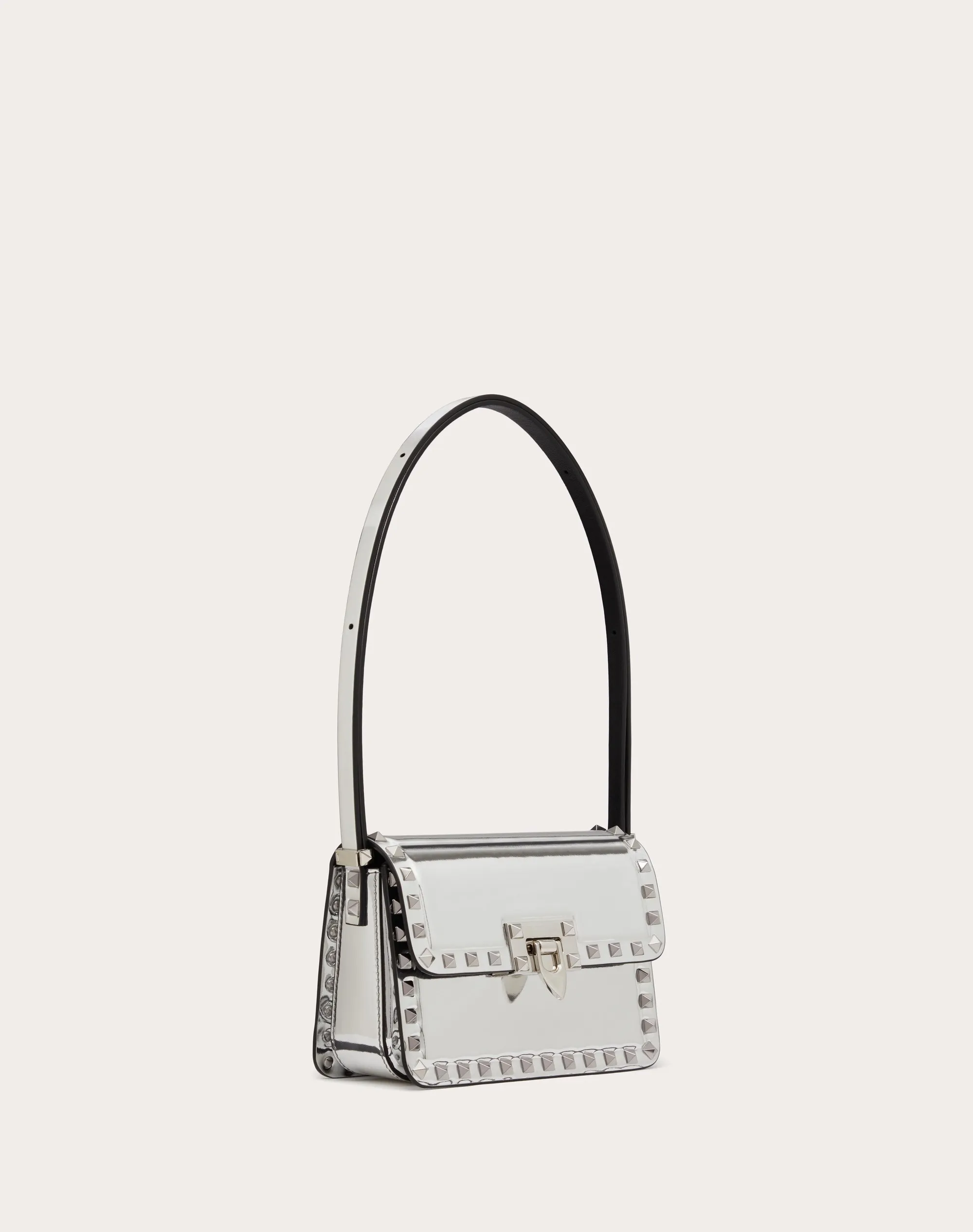 BORSA PICCOLA A SPALLA ROCKSTUD23 IN VITELLO EFFETTO SPECCHIO