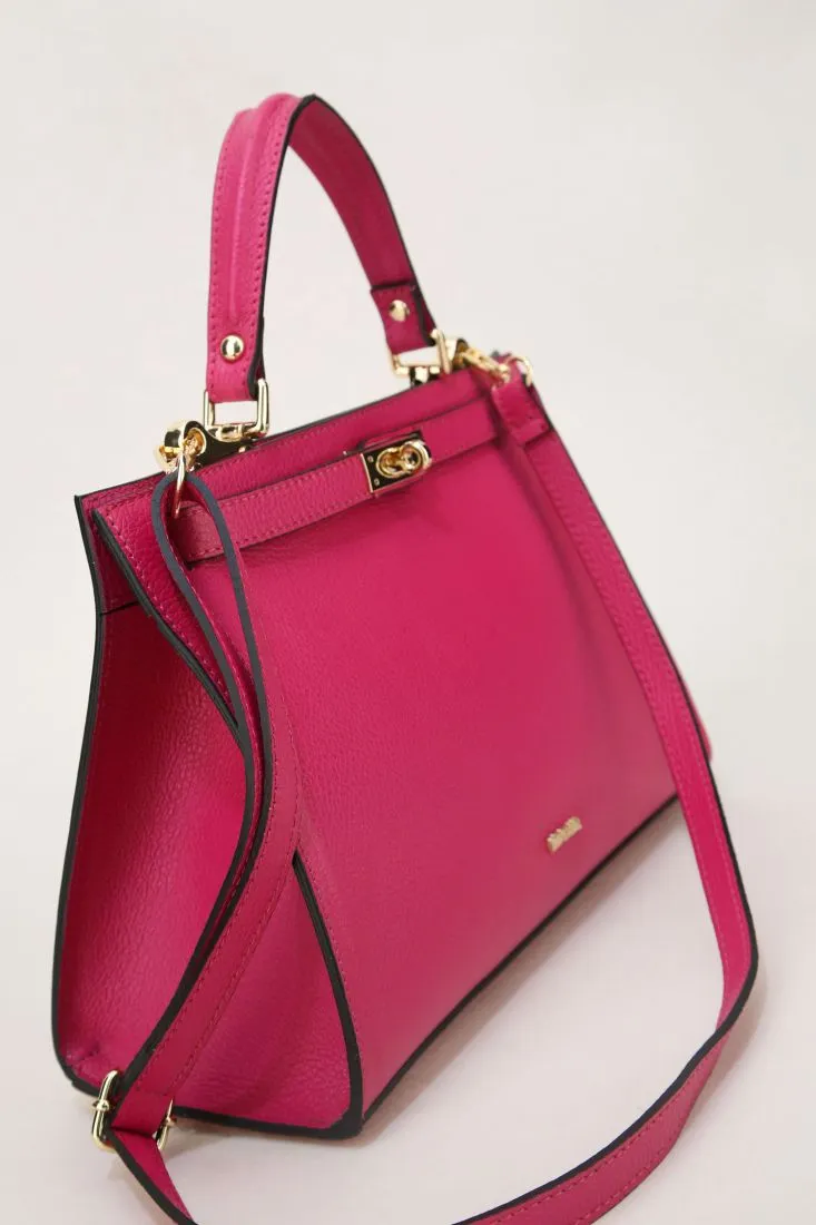 Borsa rettangolare in pelle con manico