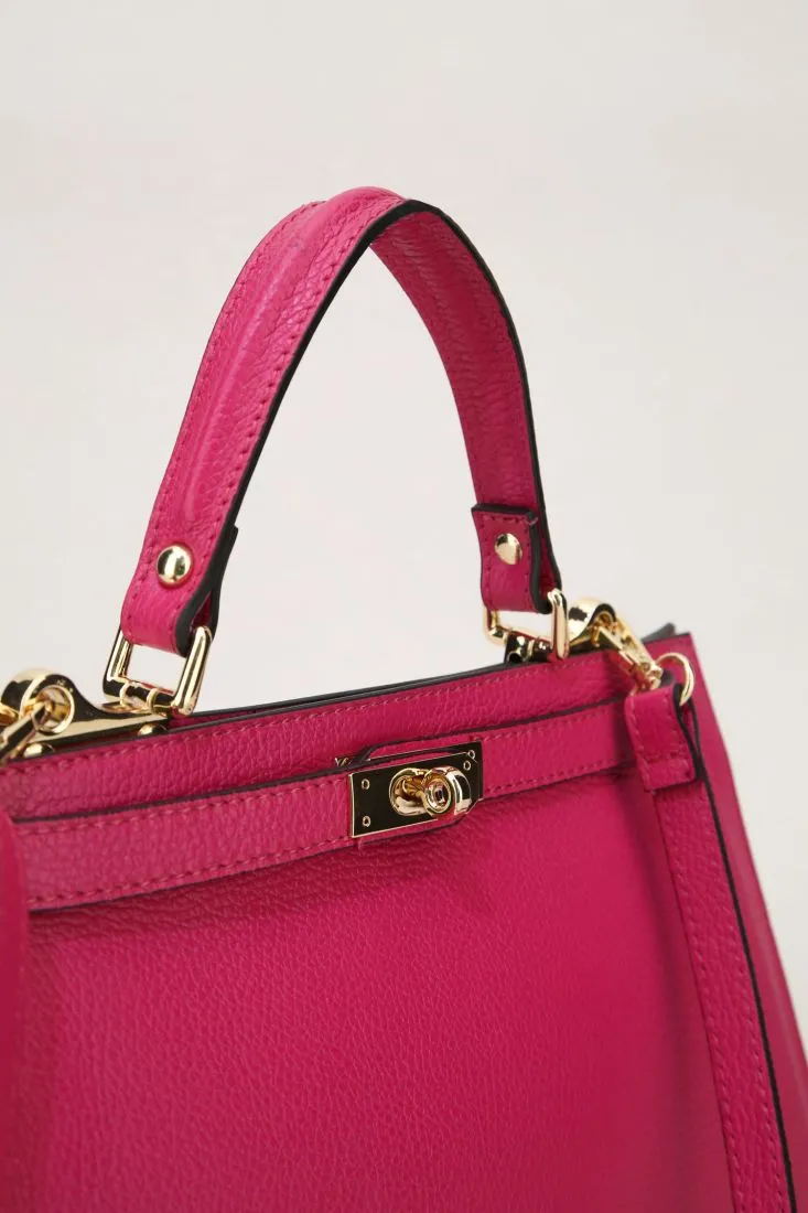 Borsa rettangolare in pelle con manico