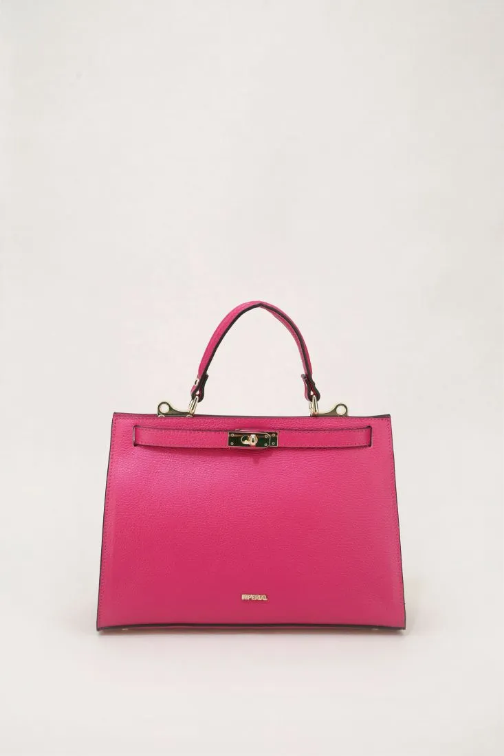 Borsa rettangolare in pelle con manico