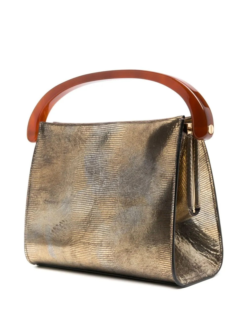 Borsa tote con manico a contrasto in oro - donna