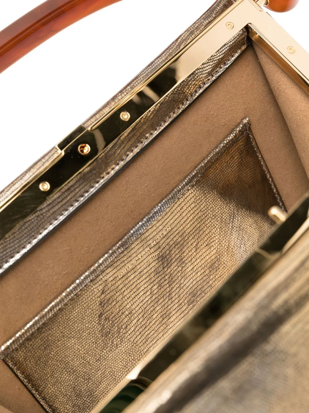 Borsa tote con manico a contrasto in oro - donna