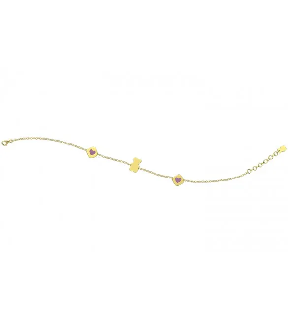 Bracciale Bambino Bambina Gioielli Nanan Bijou oro Cuori Rosa ngld0026