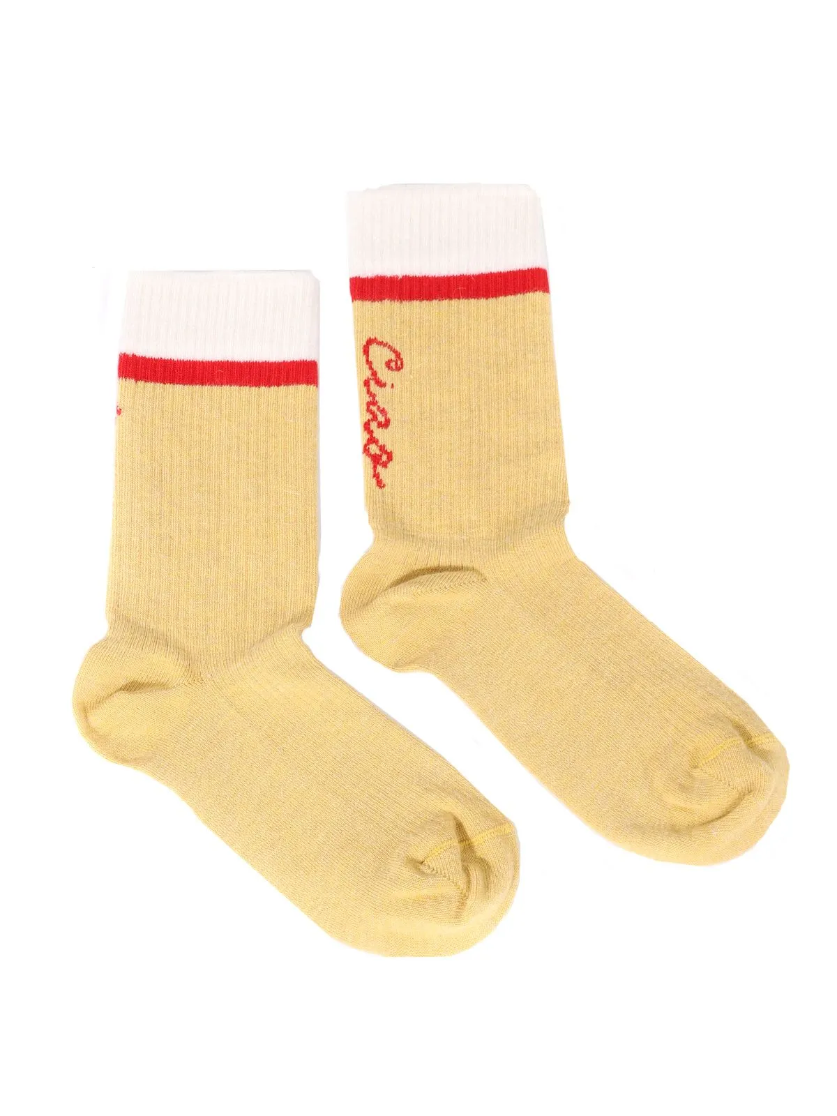 CALZINI IN COTONE CON RICAMO GIALLI