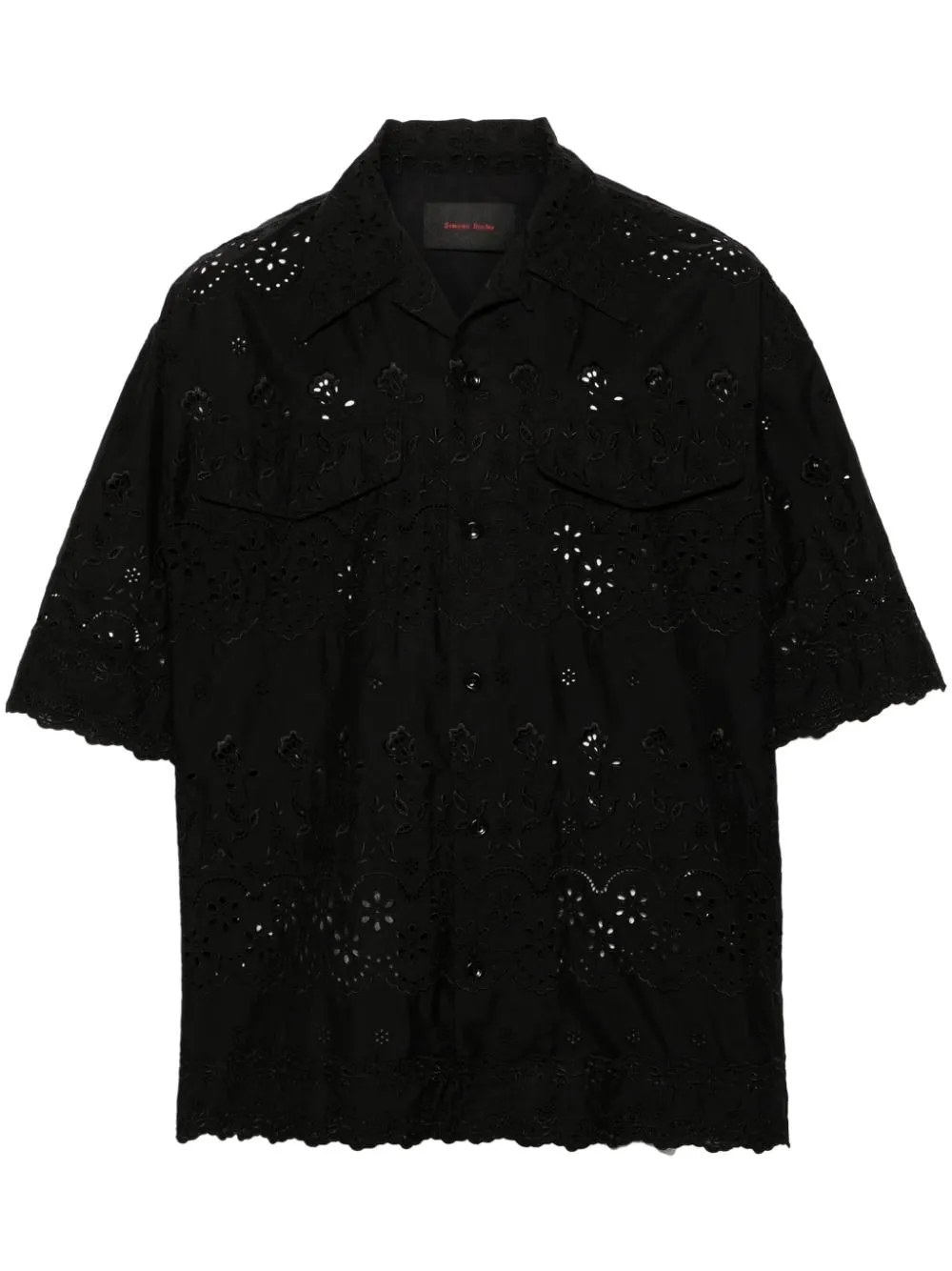 Camicia in broderie-anglaise in nero - uomo