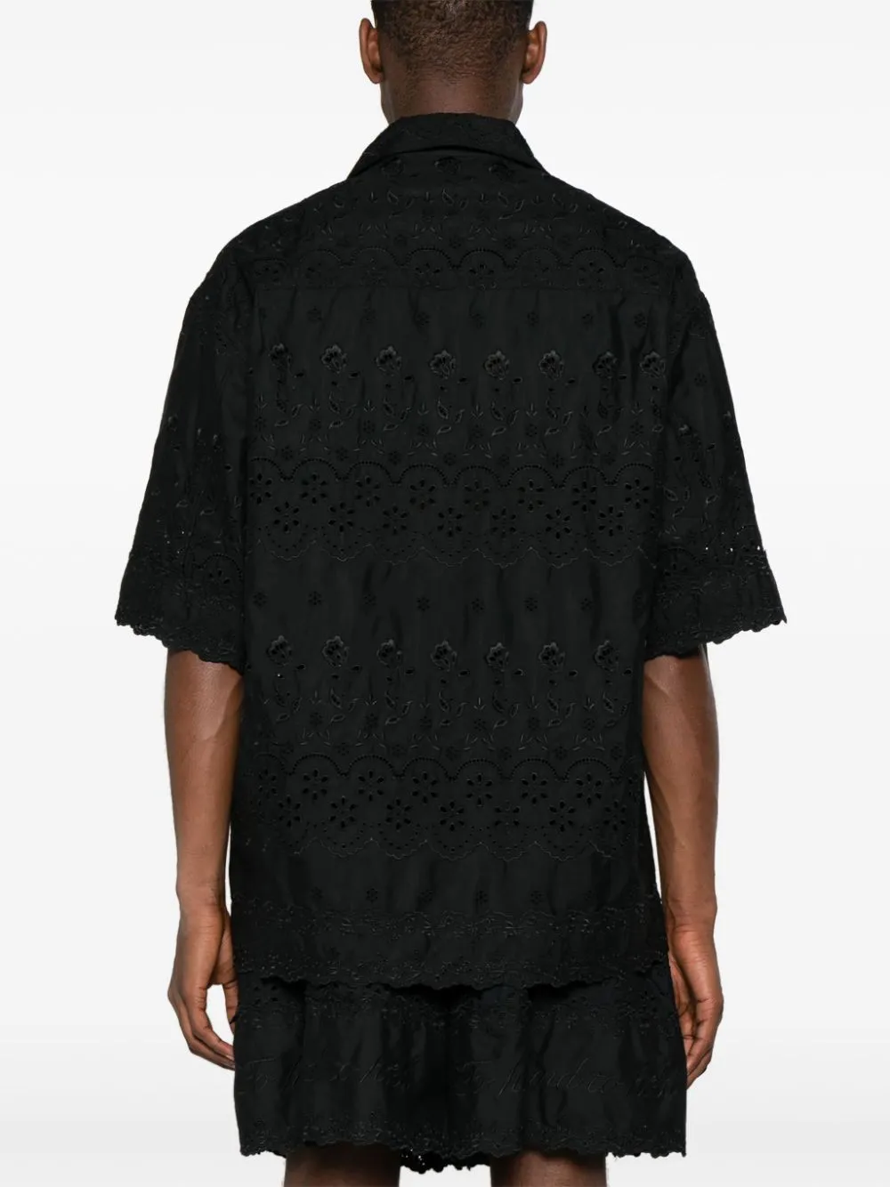 Camicia in broderie-anglaise in nero - uomo