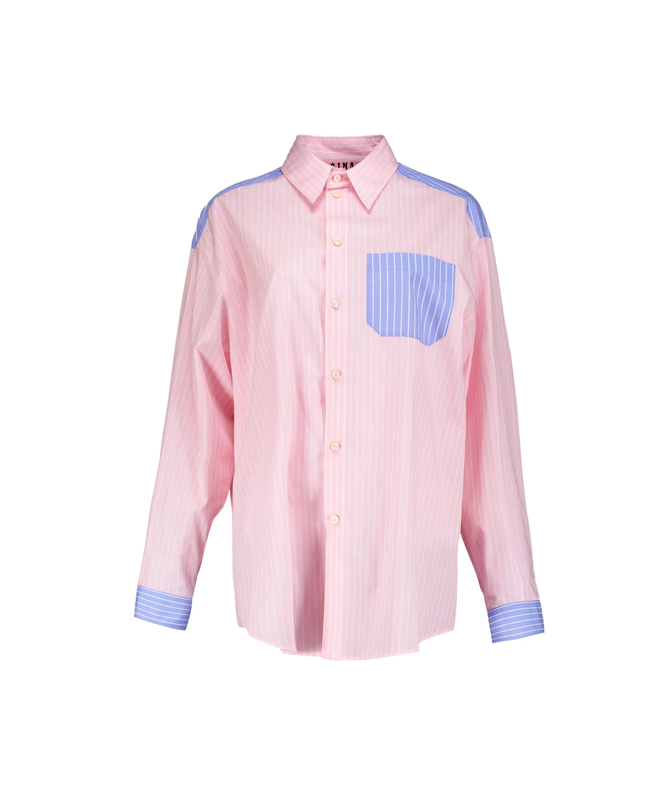 Camicia Twin Color righe rosa celeste