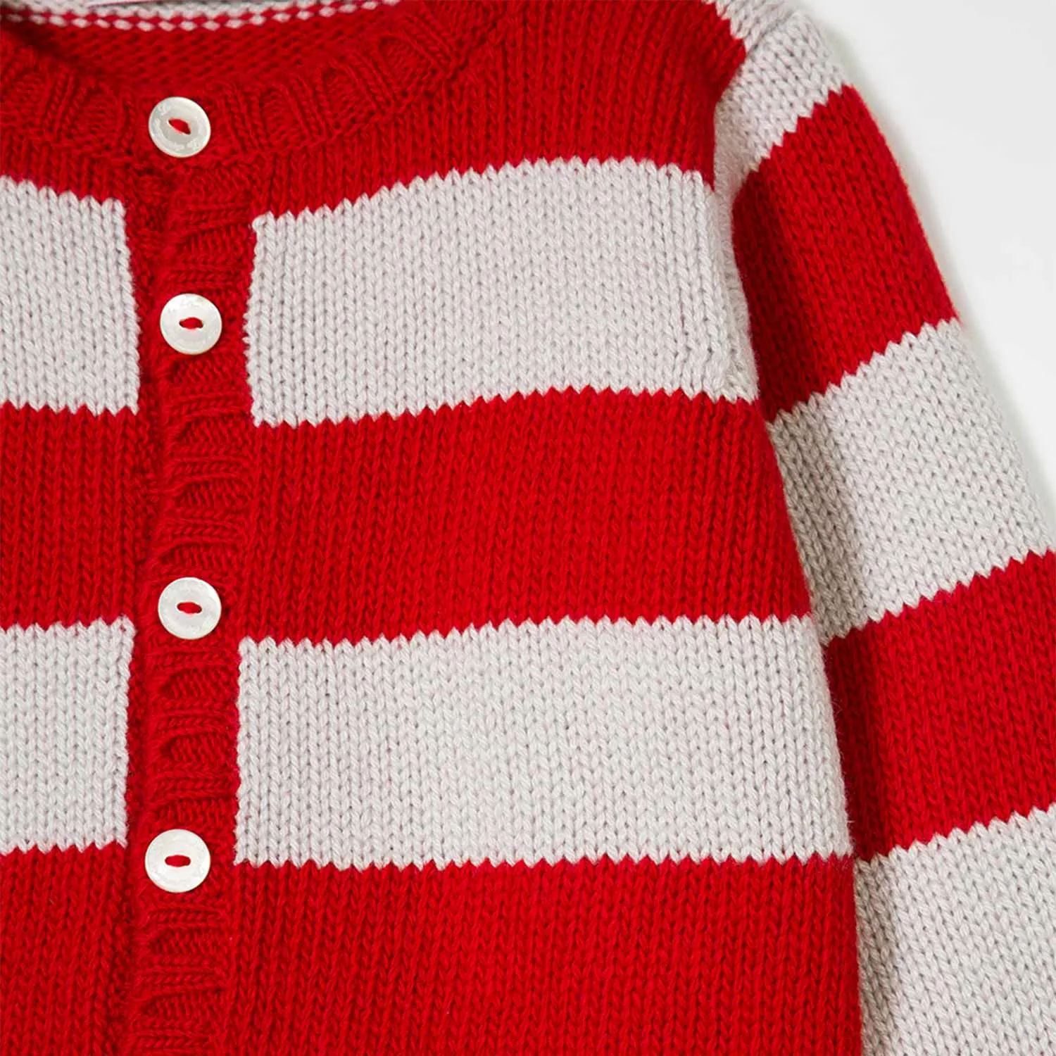Cardigan Bianco E Rosso Bebè