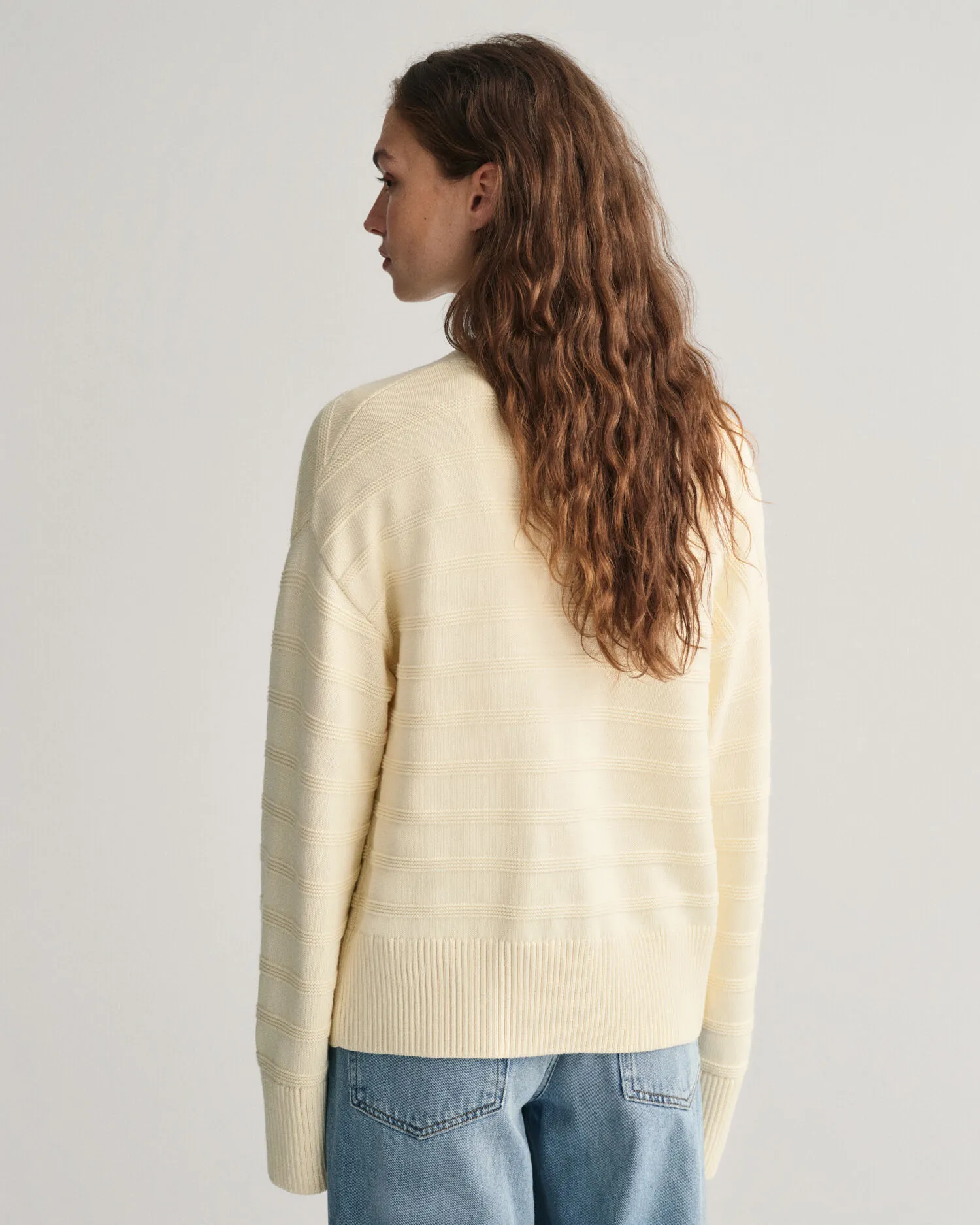 Cardigan in cotone a righe tono su tono    