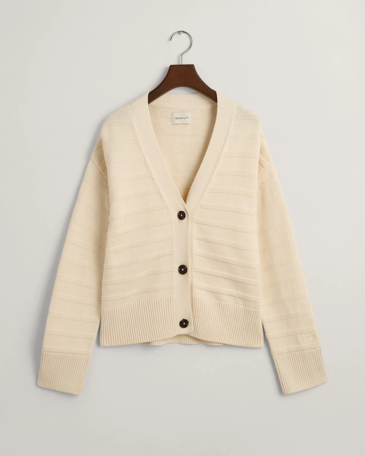 Cardigan in cotone a righe tono su tono    