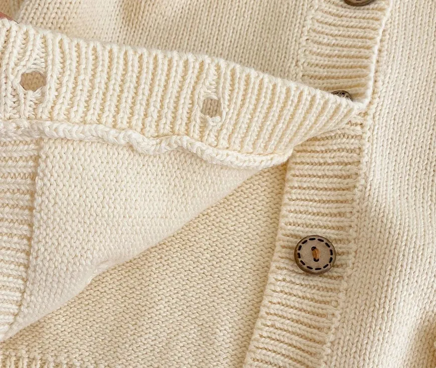 Cardigan in cotone con Fiori Panna