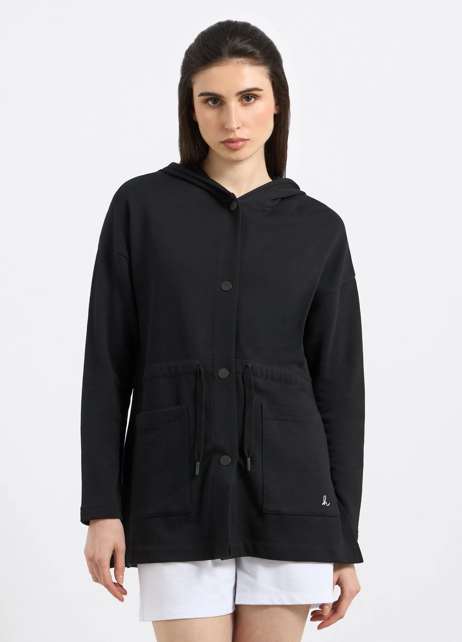 Cardigan in french terry di puro cotone donna