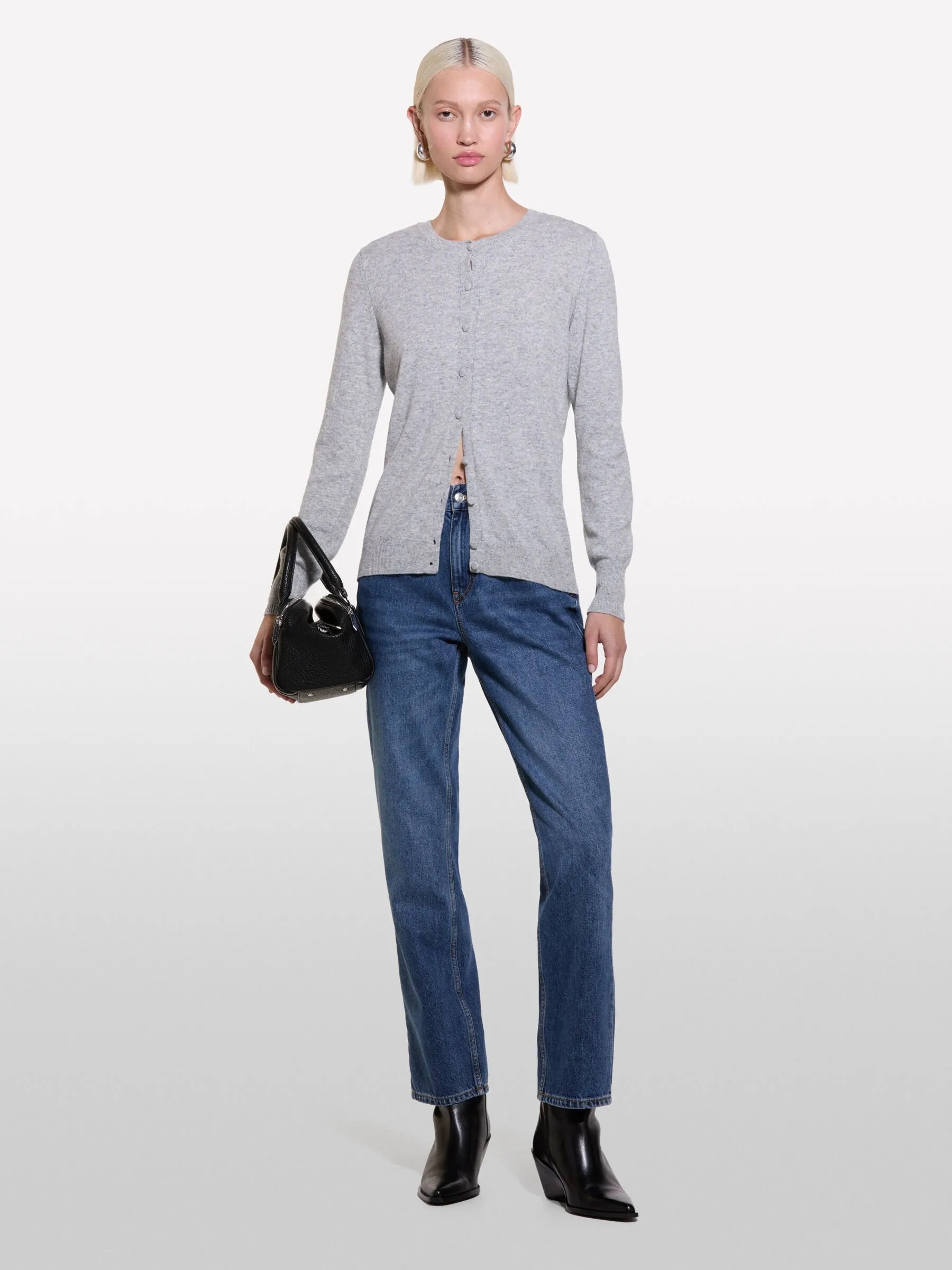 Cardigan in maglia grigio