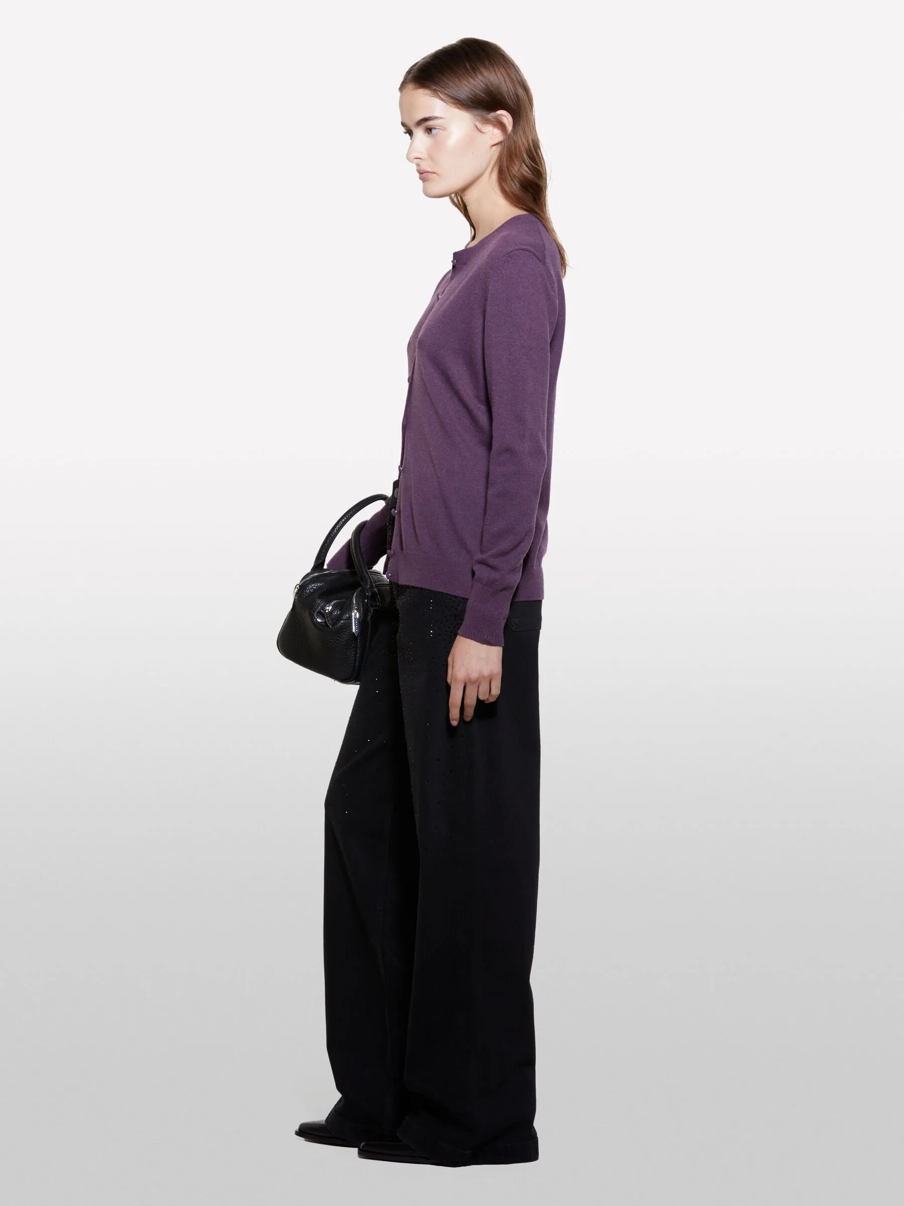 Cardigan in maglia prugna