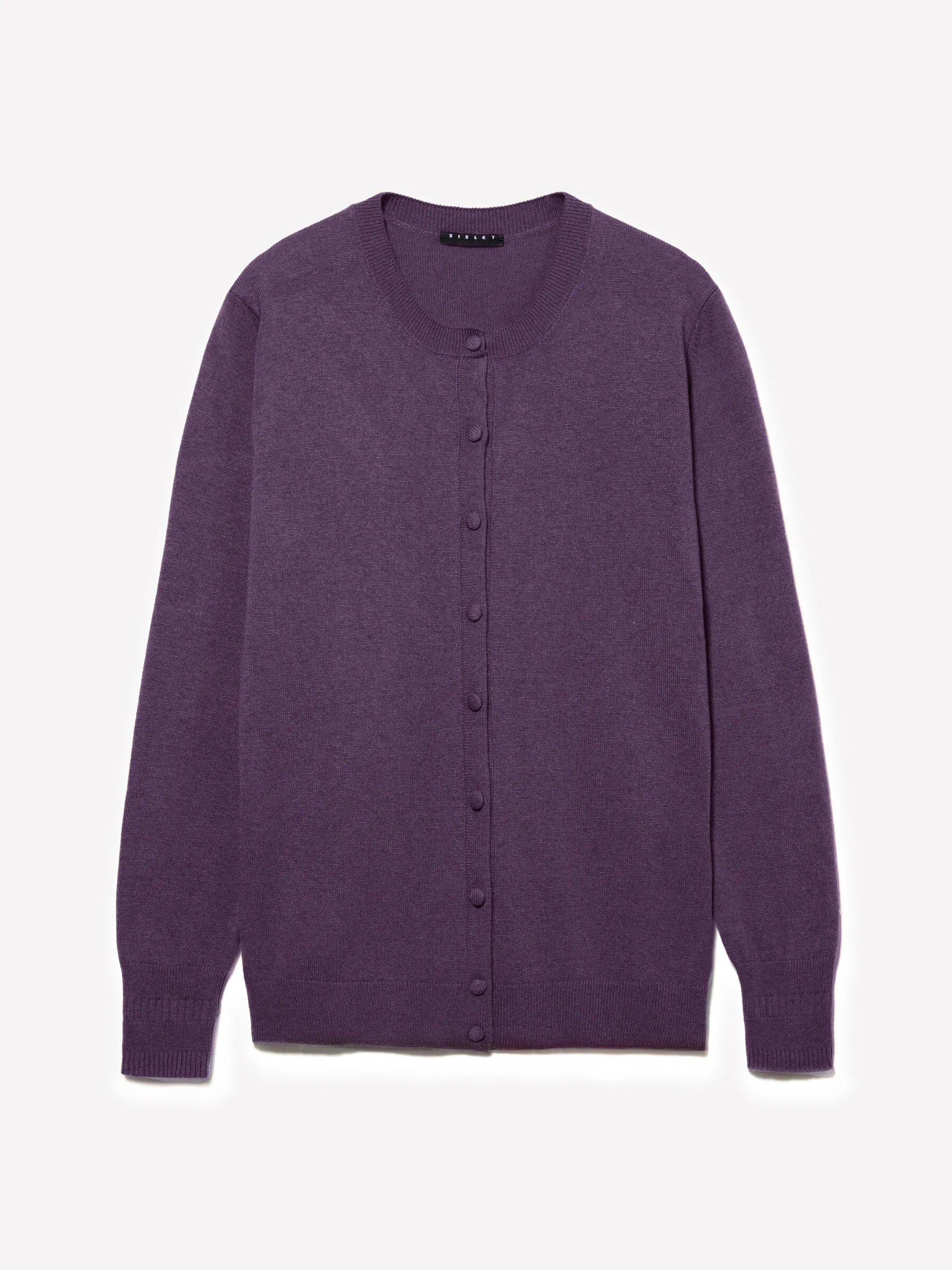 Cardigan in maglia prugna