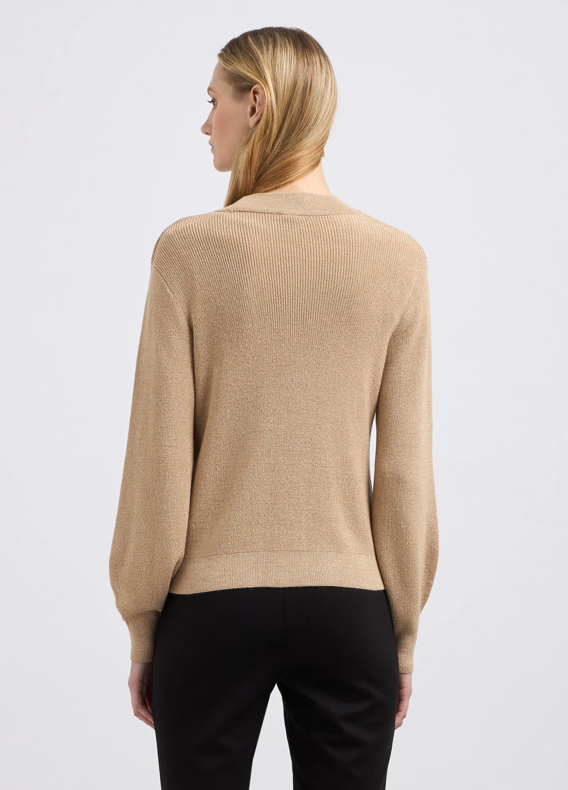Cardigan in misto viscosa e filo lurex donna