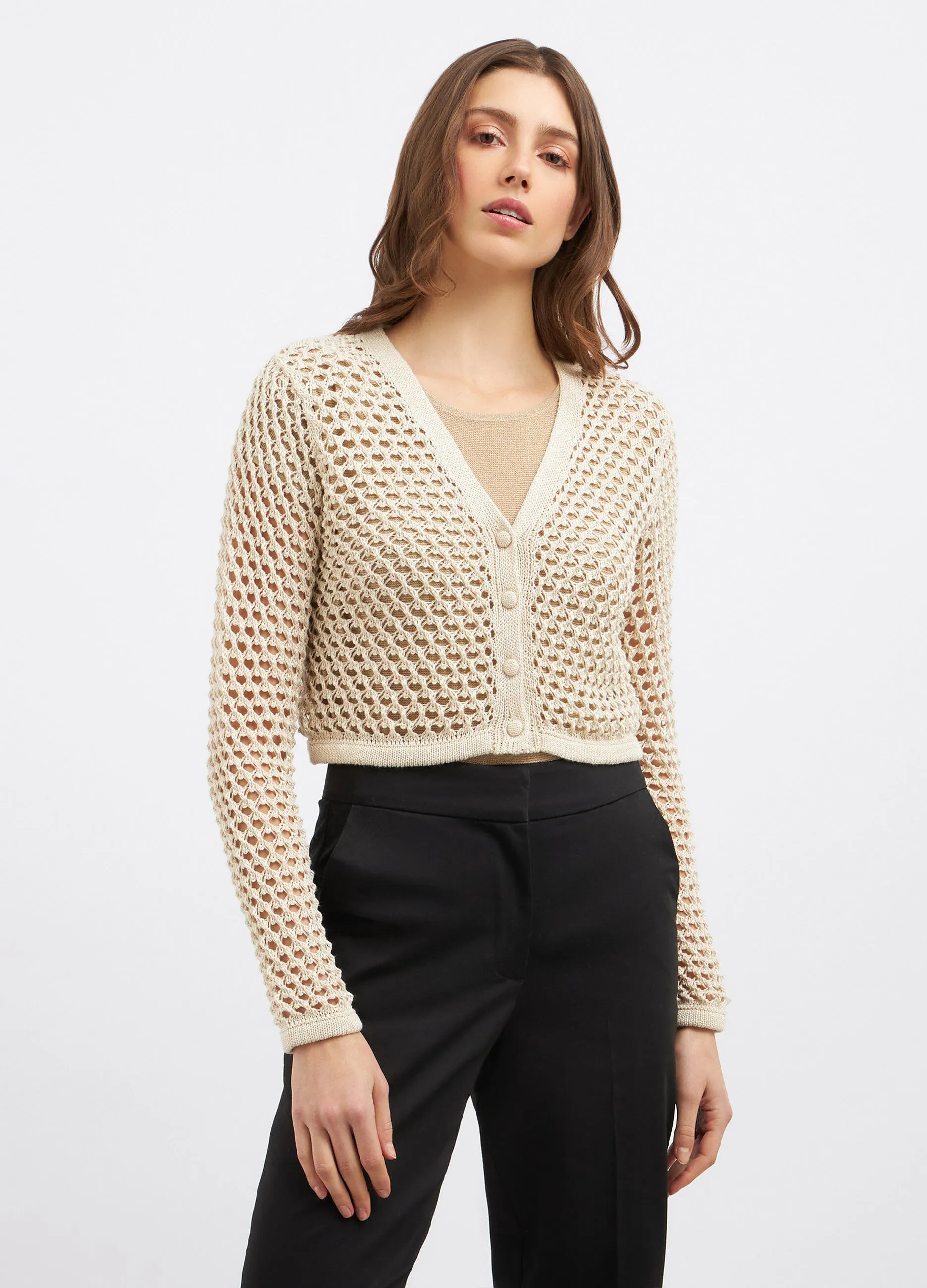 Cardigan tricot traforato donna
