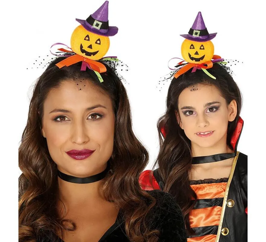 Cerchietto di zucca con cappello da strega