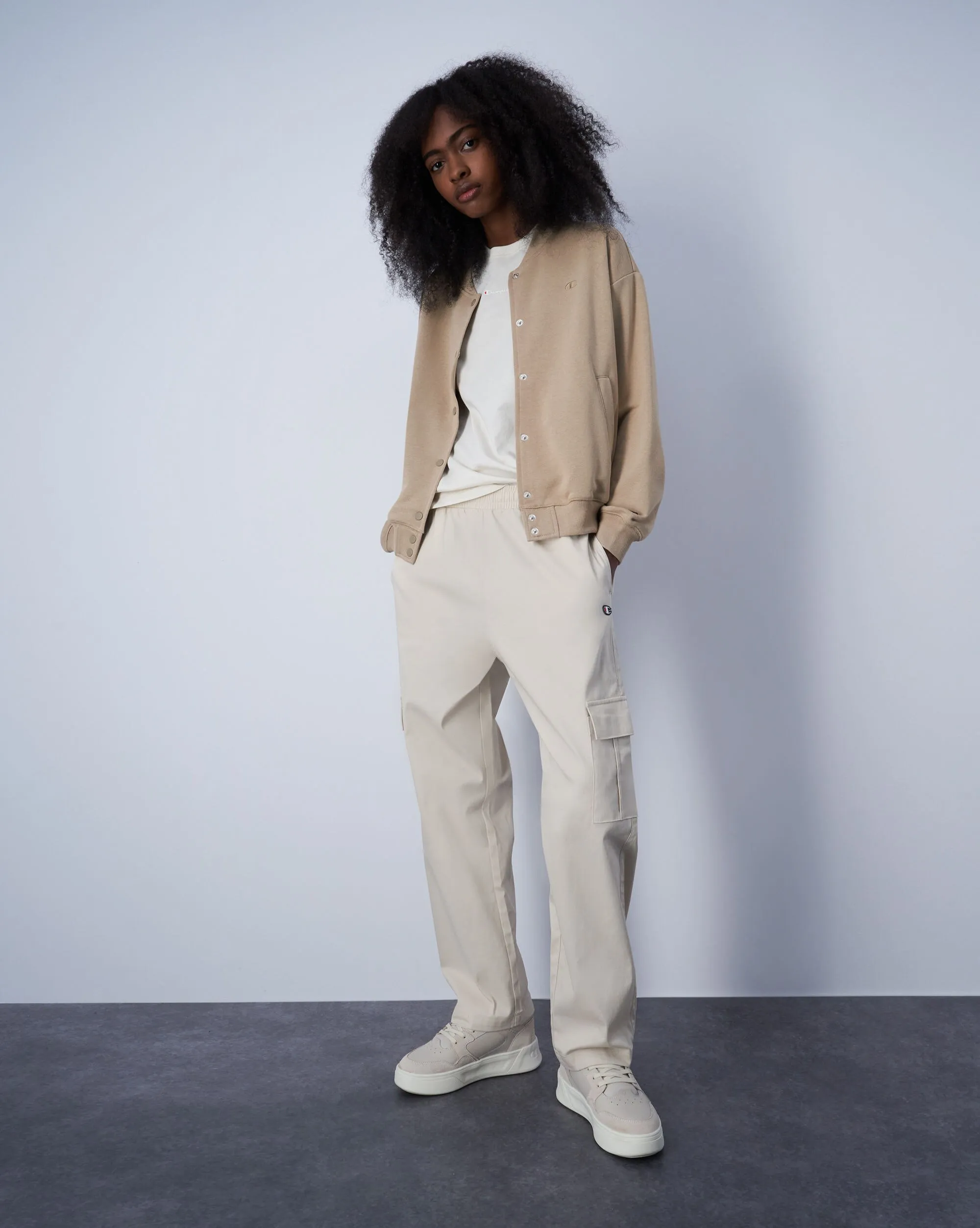 Champion Pantaloni Cargo Con C Logo Patch Grigio Donna