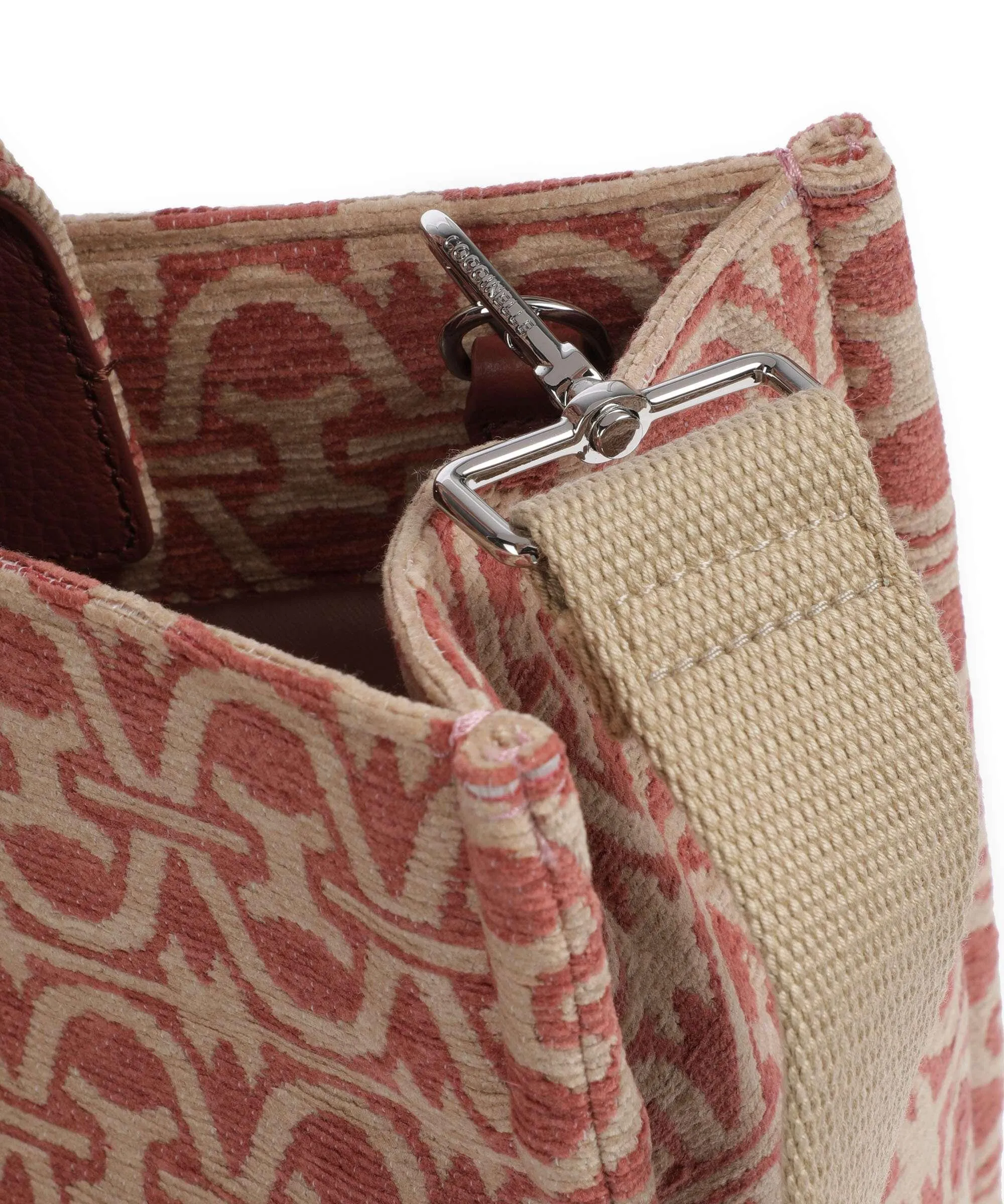  Coccinelle Never Without Bag Winter Monogram Borsa a mano tissu beige/rosa  