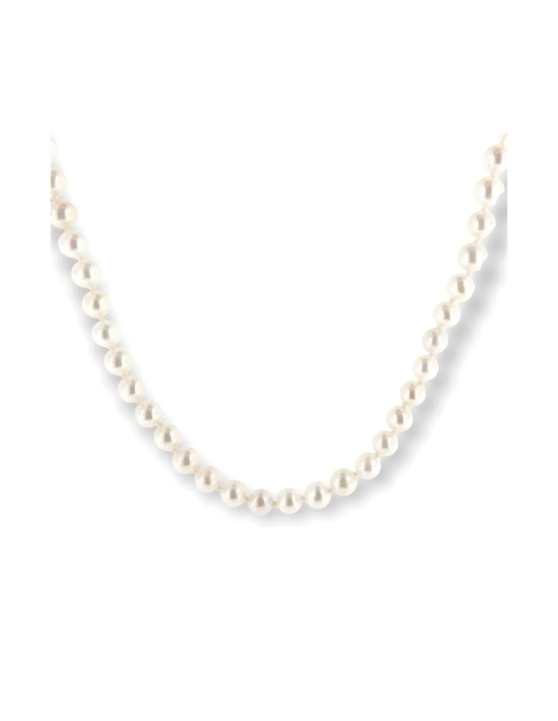 Collana Perle Bianche 5MM Chiusura Oro Bianco