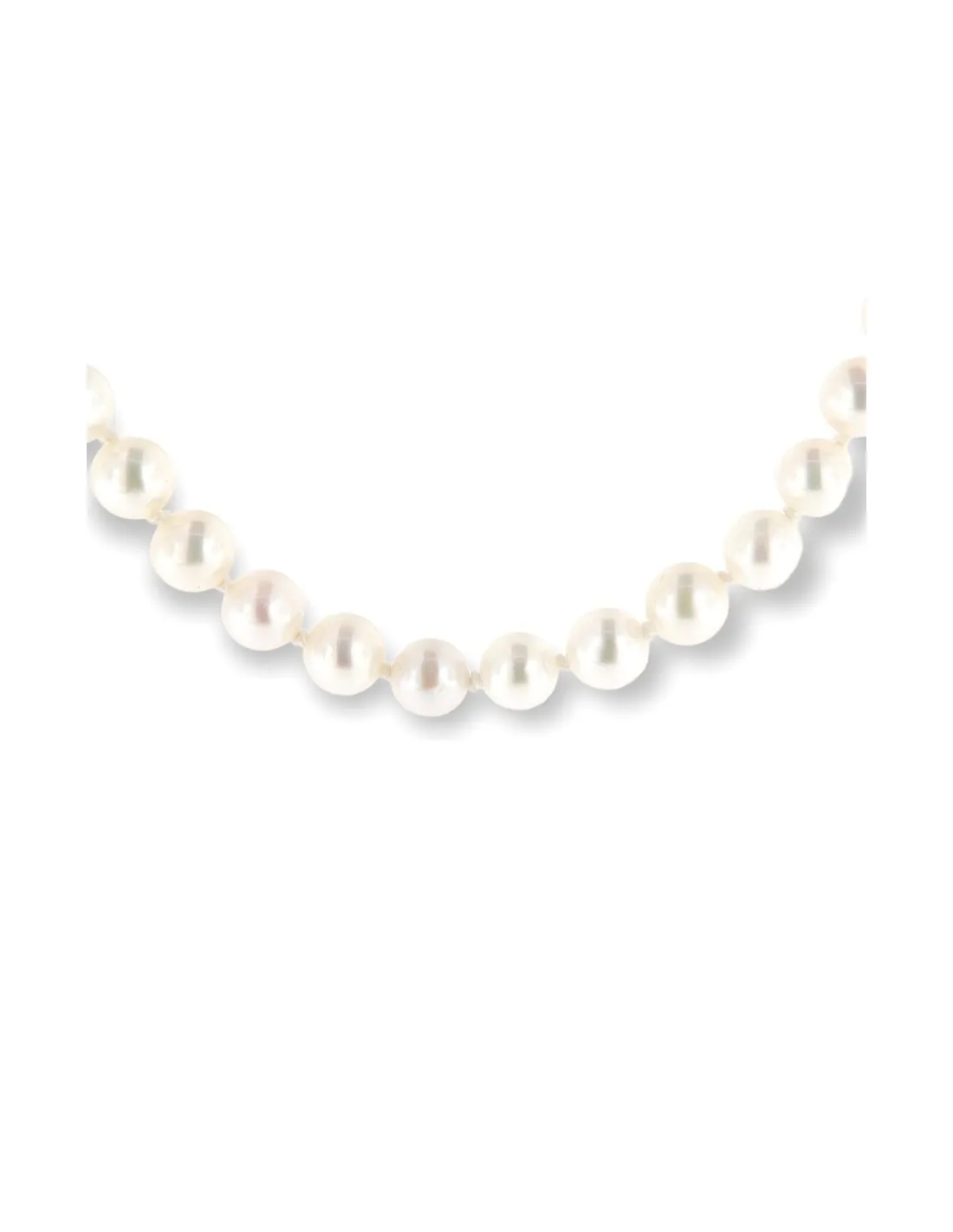 Collana Perle Bianche 5MM Chiusura Oro Bianco