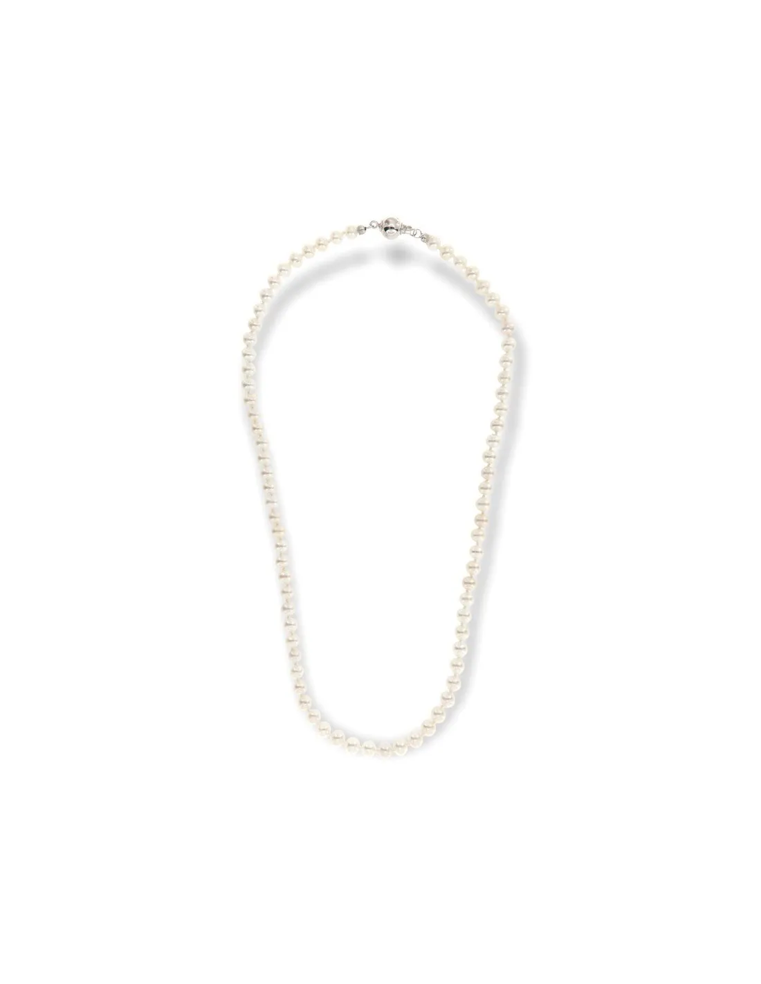 Collana Perle Bianche 5MM Chiusura Oro Bianco