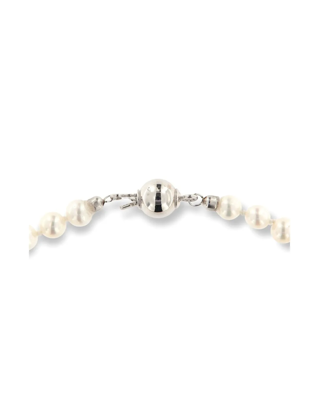 Collana Perle Bianche 5MM Chiusura Oro Bianco