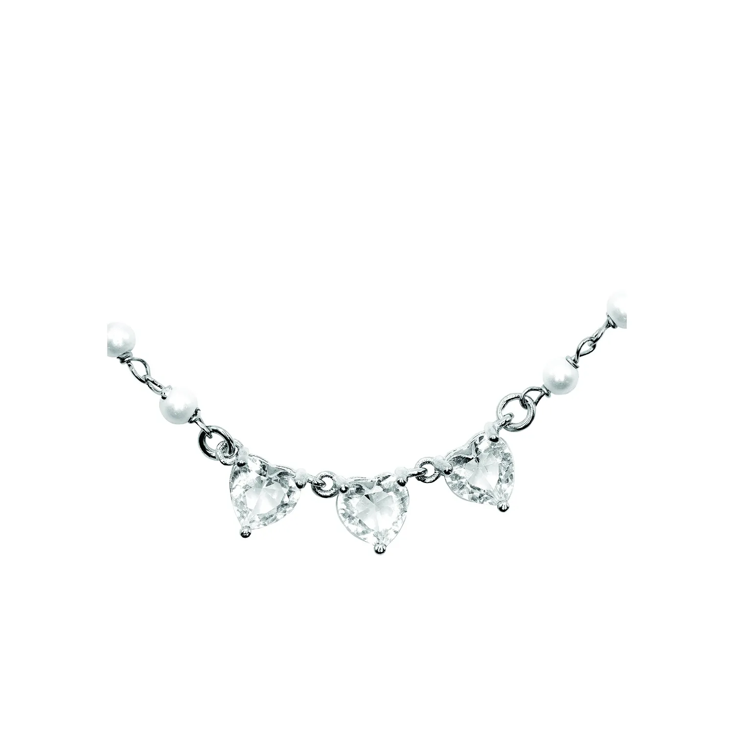 Collier in Argento 925 con Cuori e Perline