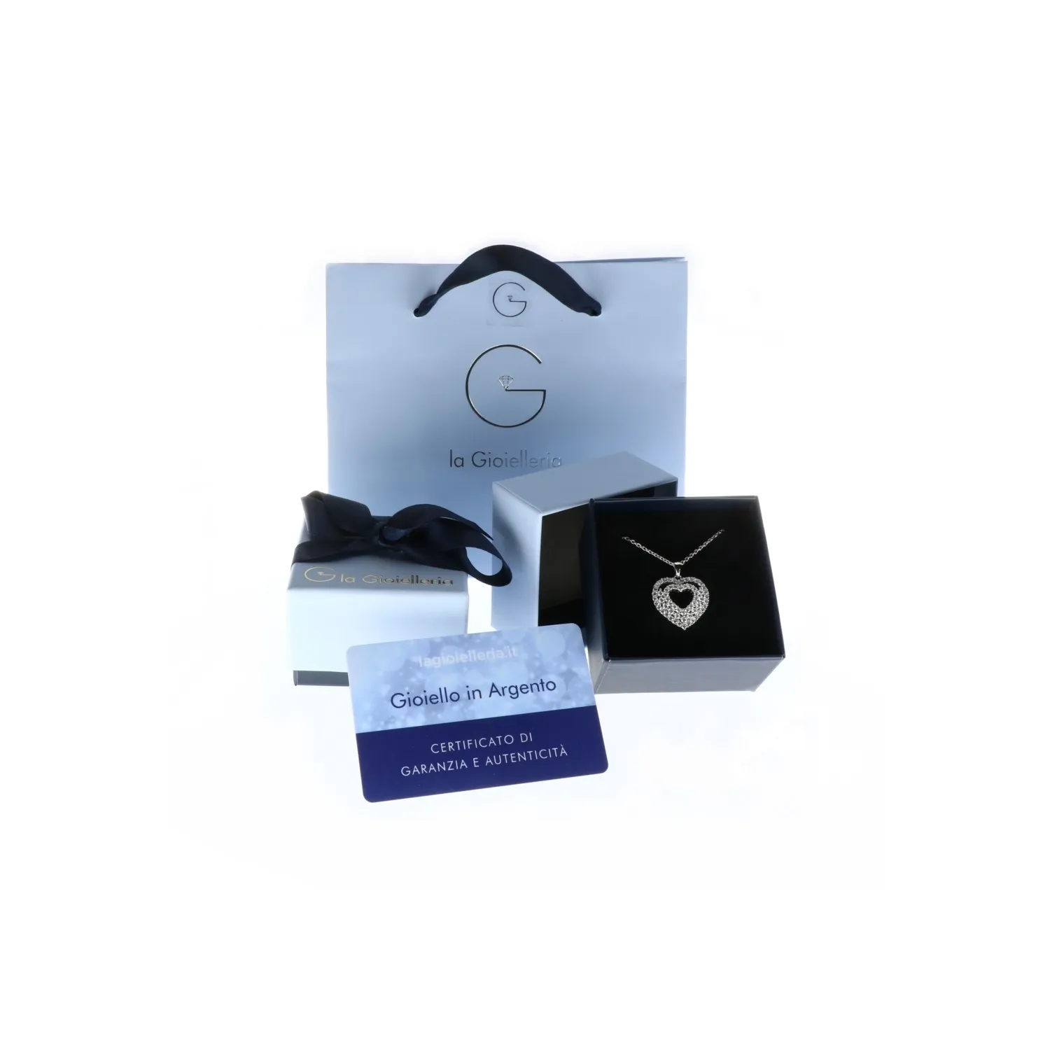 Collier in Argento 925 con Cuori e Perline