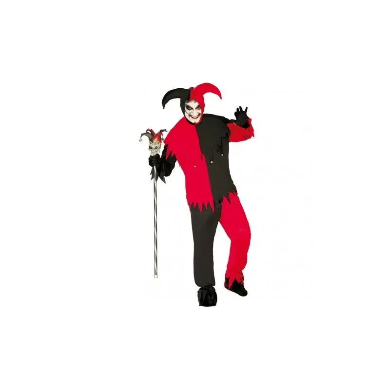 COSTUME JOKER ROSSO E NERO VESTITO PER TRAVESTIMENTI DI HALLOWEEN/CARNEVALE E SPETTAC.HORROR CAPPELLO/CAMICIA/PANTALONE