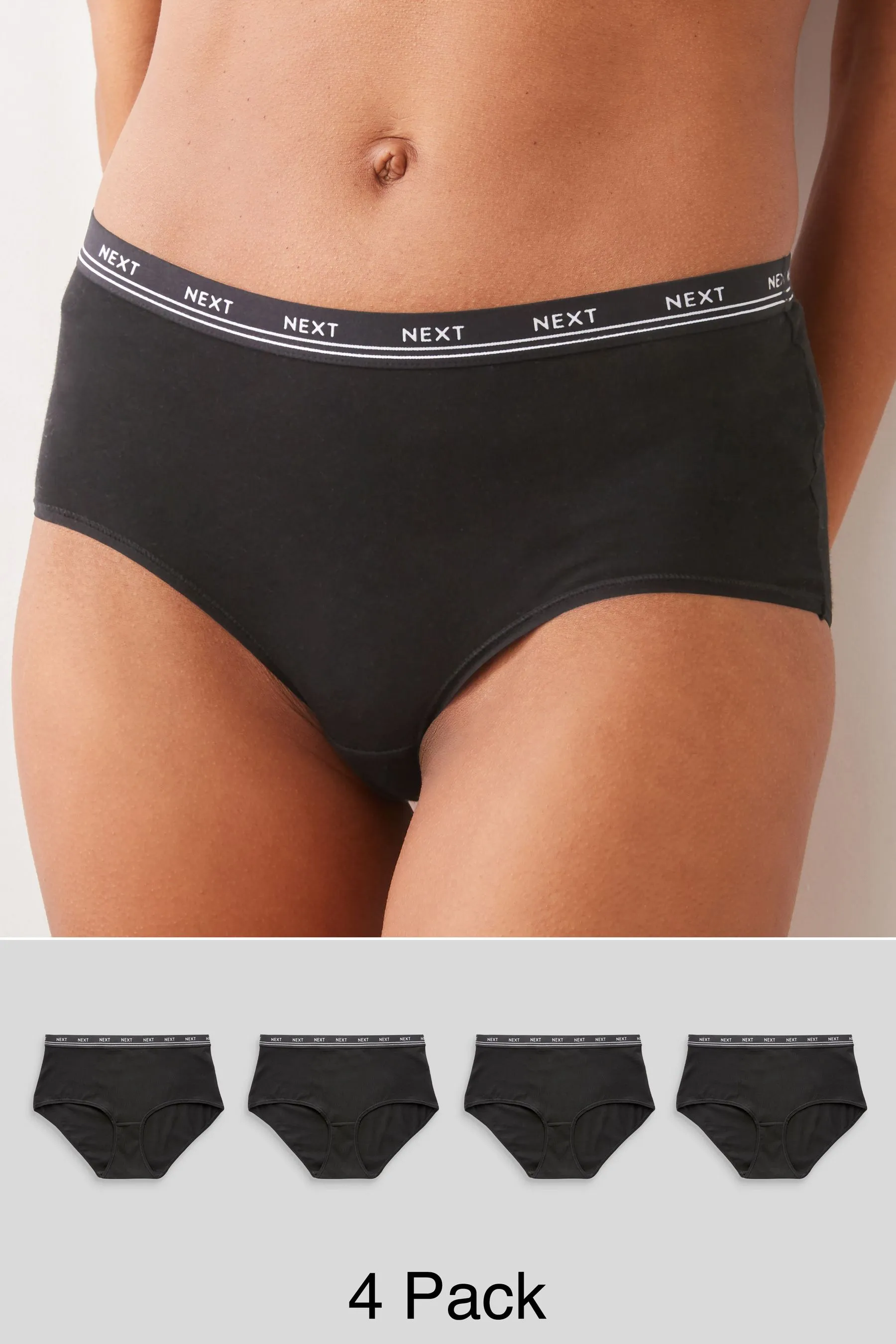 Cotton Rich Logo Knickers 4 Pack    