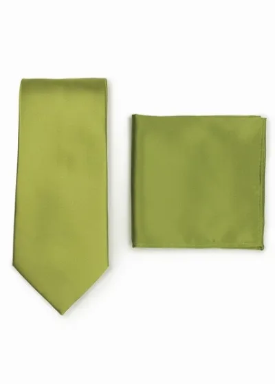 Cravatta e fazzoletto da taschino da uomo in verde
