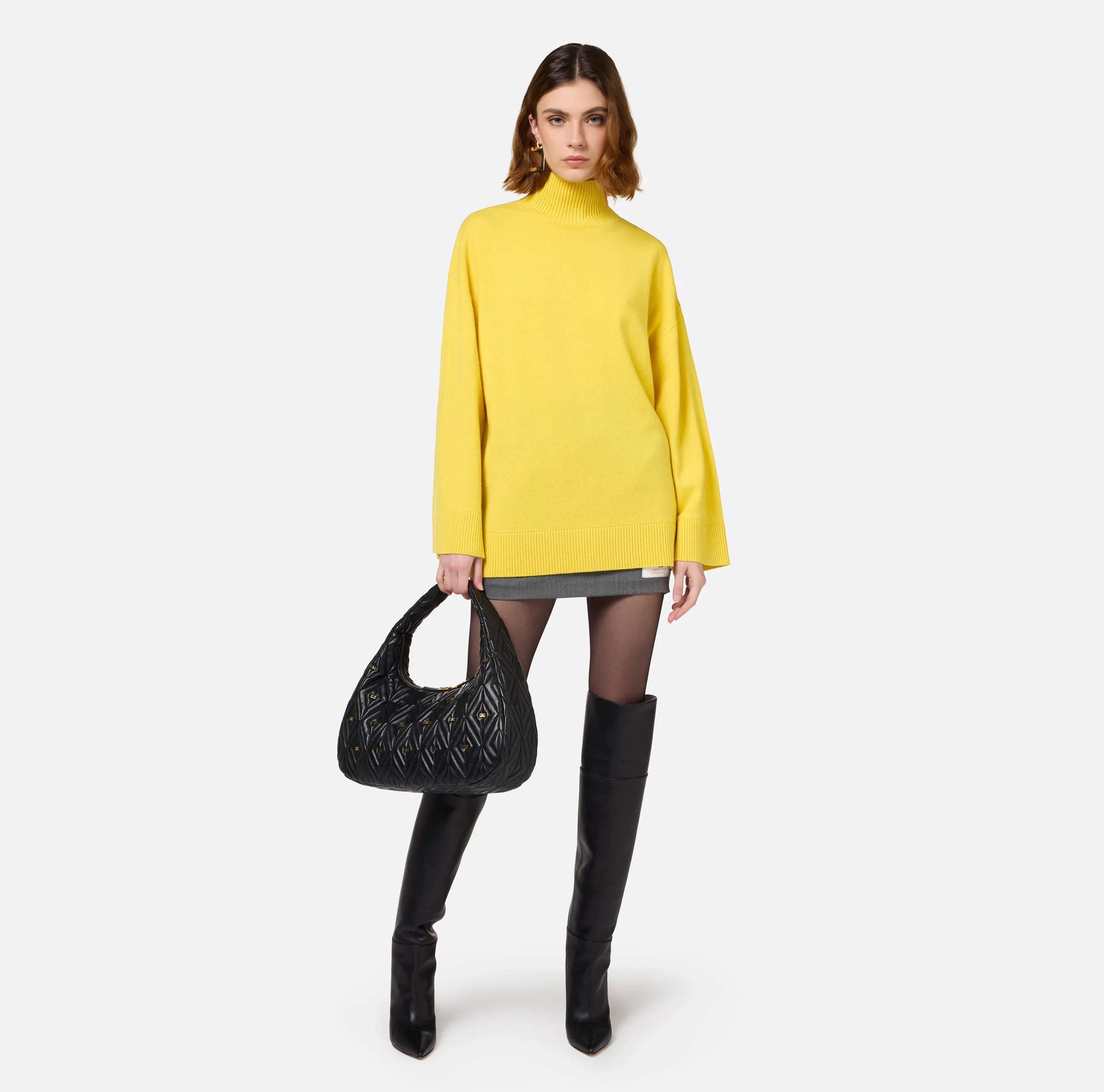 Dolcevita in misto cashmere con logo